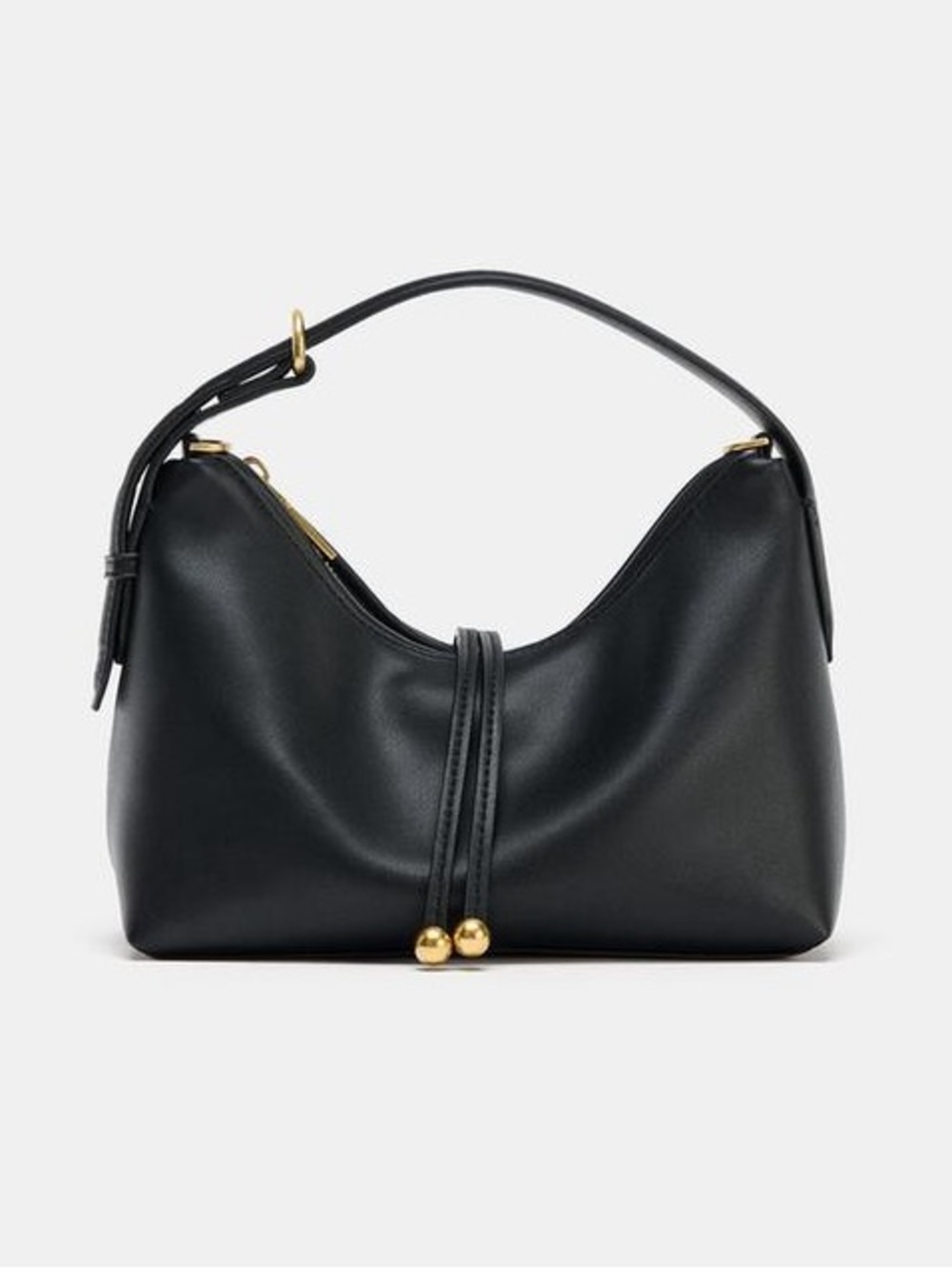 Zara Slouchy Vegan Leather Handbag with Gold Bead Accents